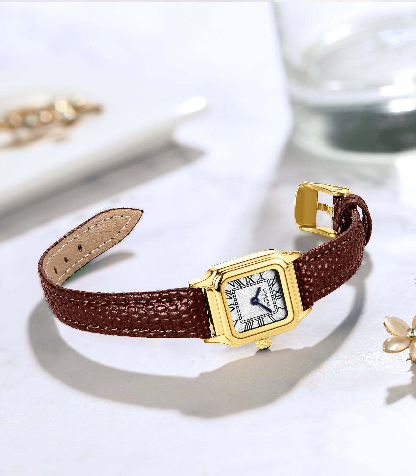 Lorenzo Vanessa Cuoio Oro Bianco