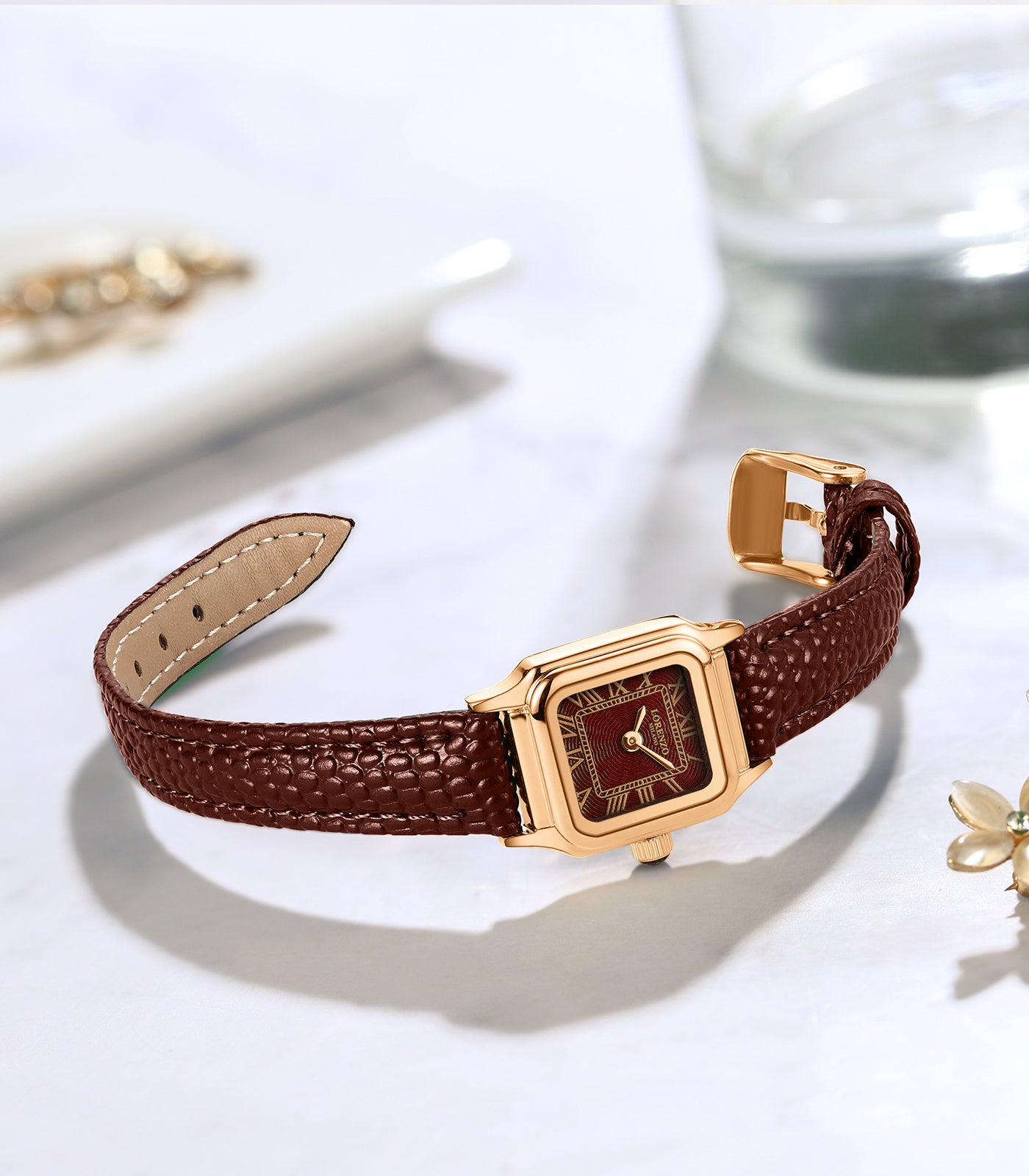 Lorenzo Vanessa Cuoio Oro Rosa Rosso