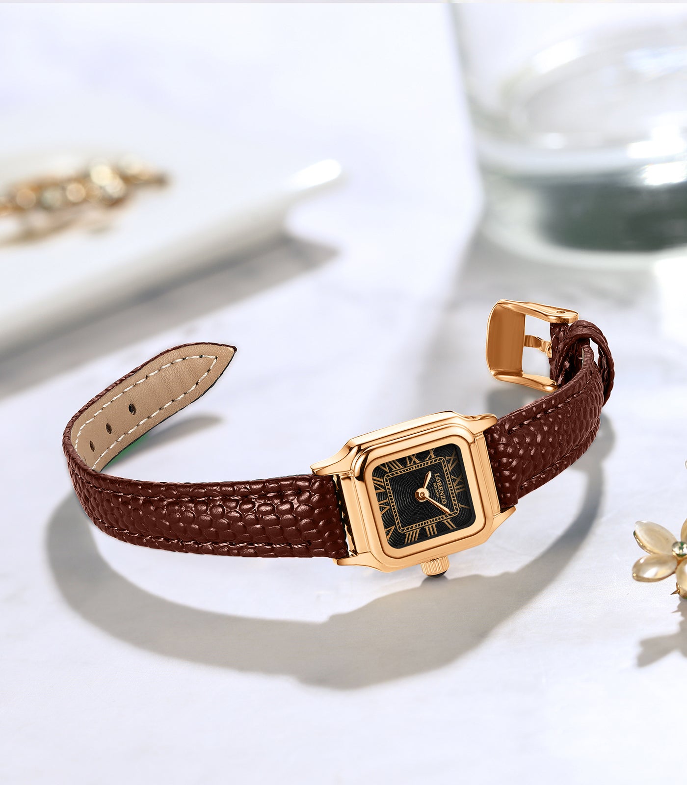 Lorenzo Vanessa Cuoio Oro Rosa Nero