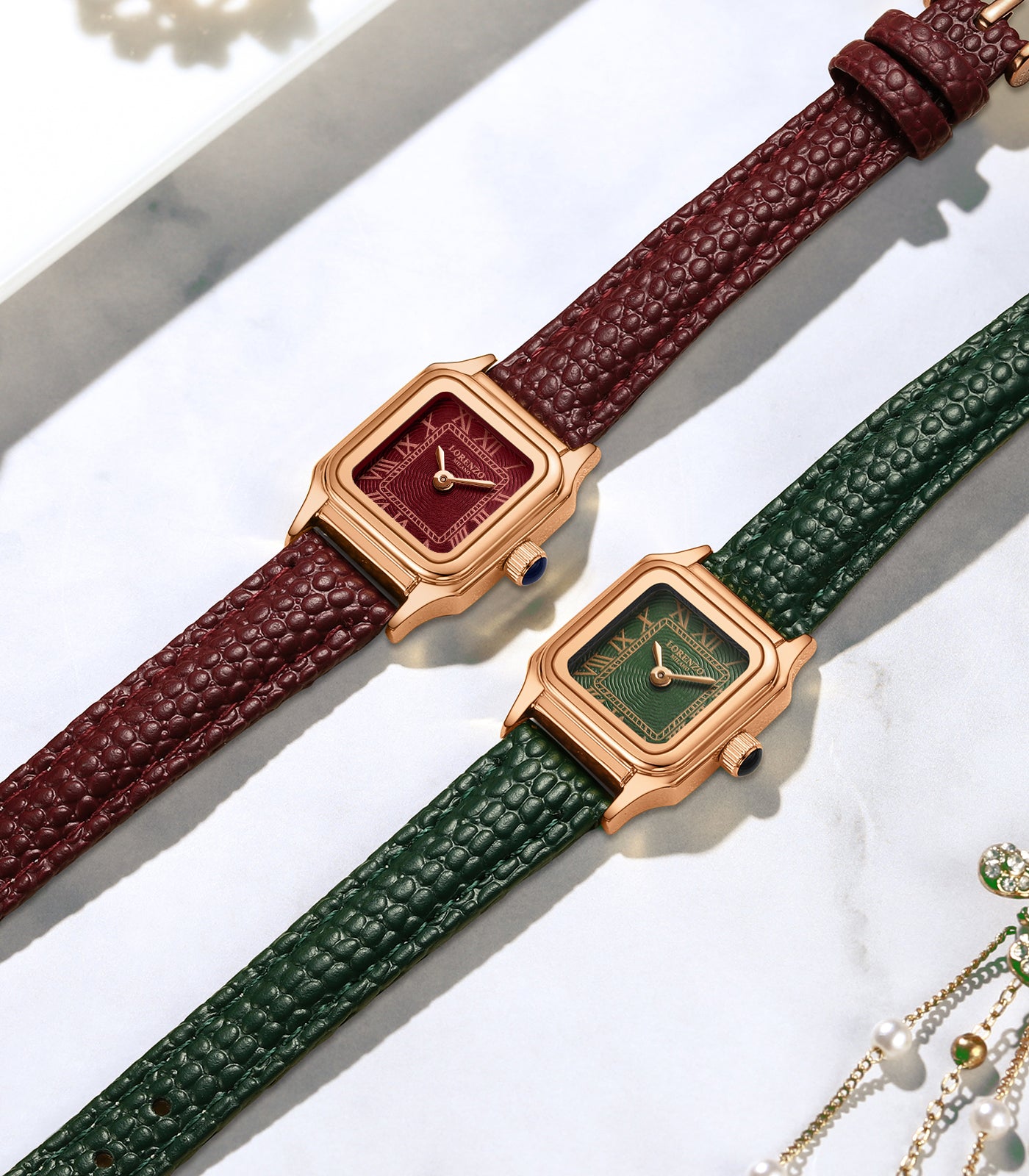 Lorenzo Vanessa Cuoio Oro Rosa Verde