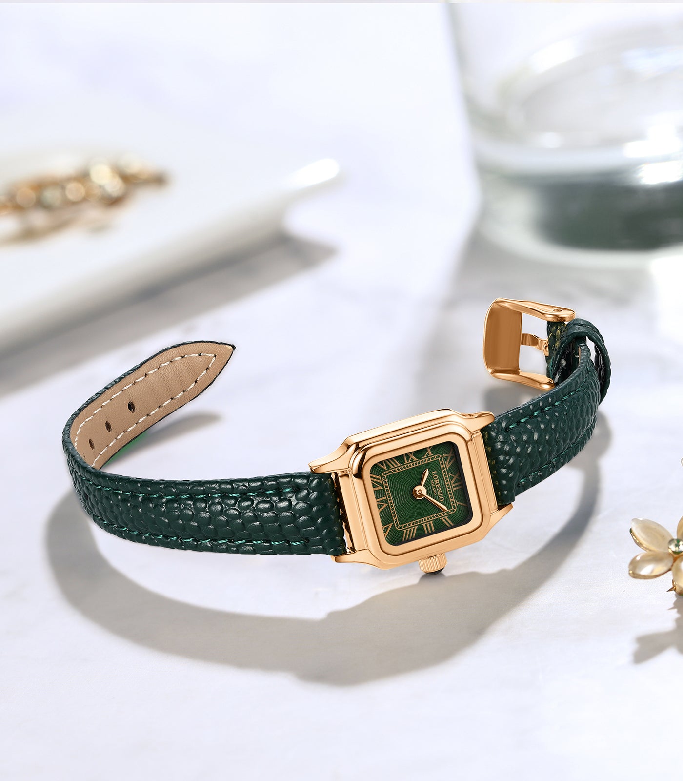 Lorenzo Vanessa Cuoio Oro Rosa Verde